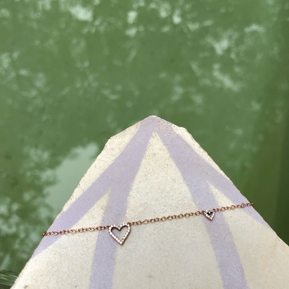 14K Gold “SMALL Diamond Carried Heart” Necklace - Picture 1 of 3